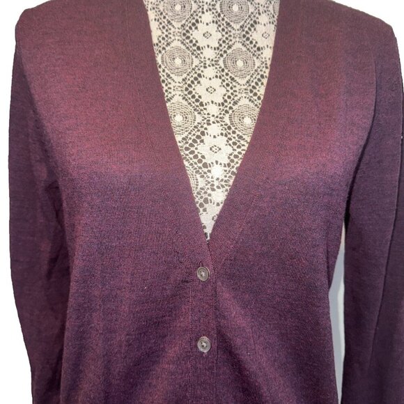 Banana Republic Cardigan 100% Merino Wool V-Neck burgundy Button Womens Sz Small - Picture 6 of 15